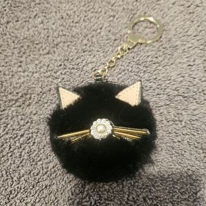 Black Cat Pom Pom Keychain